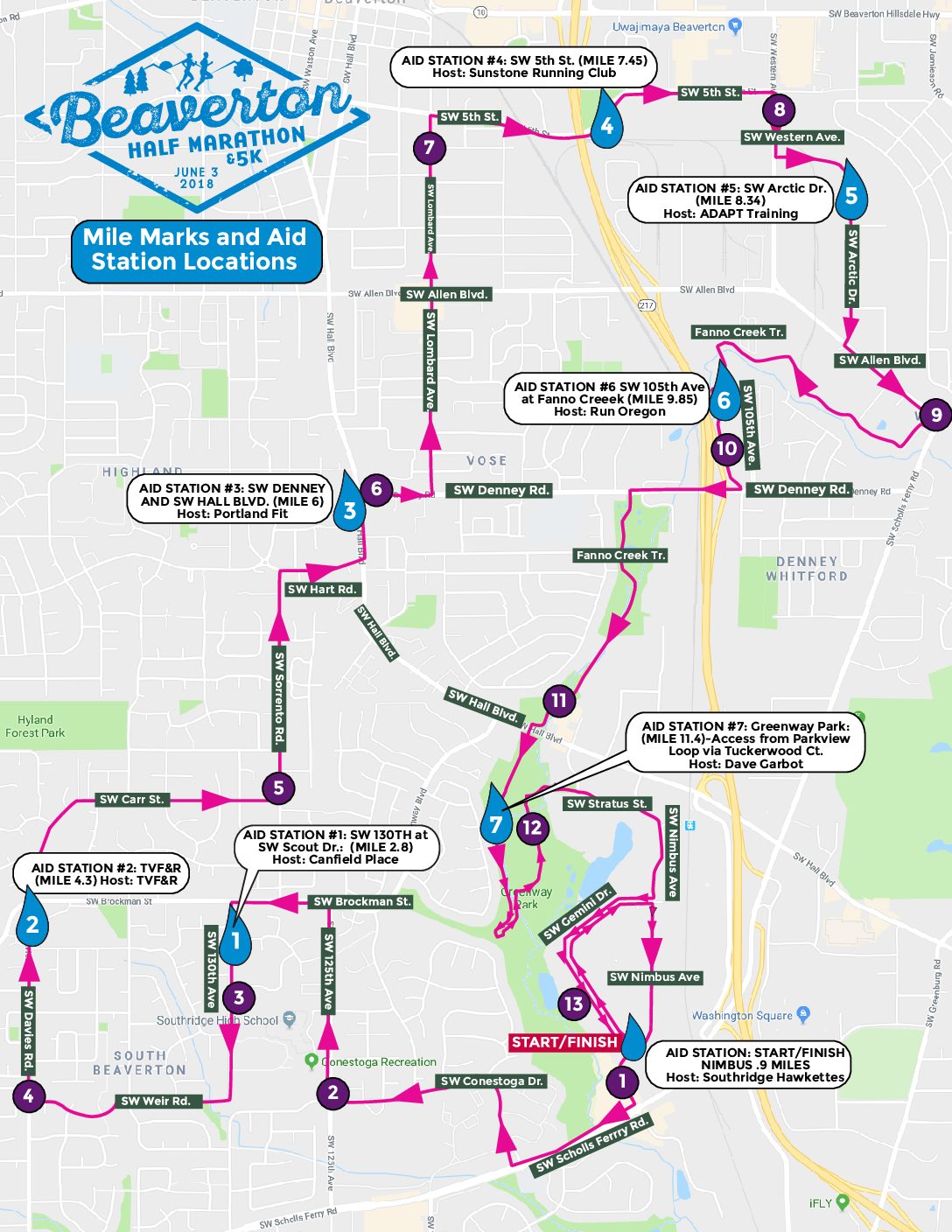 beaverton half marathon/5k - course maps - runwithpaula events